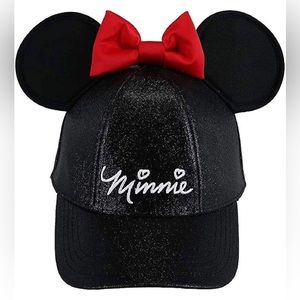 Disney Adult Minnie Glitter Ears Hat, Black Red